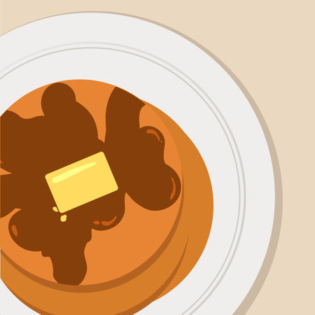 Breakfast flat vector illustration pancakes with maple syrupのイラスト素材