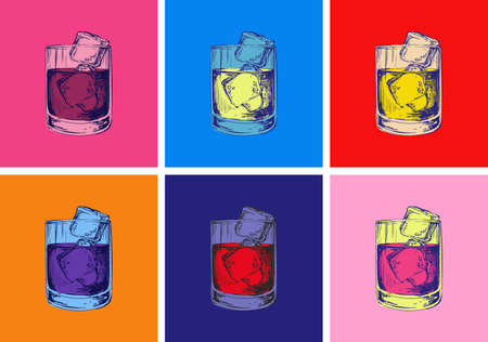 Whiskey Glass Hand Drawn Drink Illustrationのイラスト素材