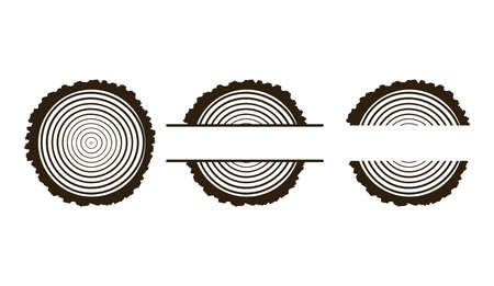 Tree Rings Annual Tree Rings . Saw cut tree trunk Tree growth rings. Tree trunk cross-section. Flat Icon.のイラスト素材