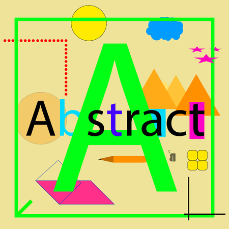 Printing house. In the middle, the word "Abstract" together with various unusual iconsのイラスト素材