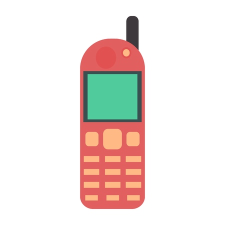 Mobile phone in retro style on a white backgroundのイラスト素材