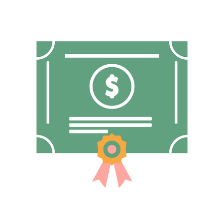 Stock share certificate icon vector, filled flat sign, solid colorful pictogram isolated on white. Bonds, securities symbol, logo illustrationのイラスト素材