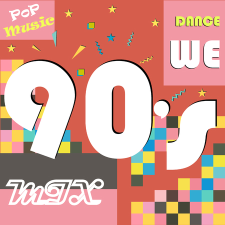 Retro-style club, background, fashion, pop music of the 90s and 80s, the old night. Easy editable design for Memphis posters.の写真素材