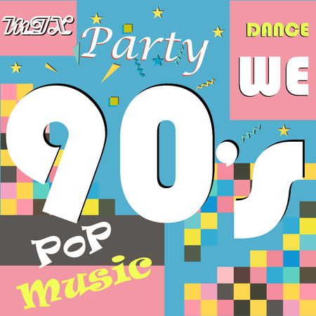 Retro-style club, background, fashion, pop music of the 90s and 80s, the old night. Easy editable design for Memphis posters.の写真素材