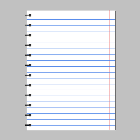 The notebook page is open on a white background. An empty spiral notebook with lines for writingのイラスト素材