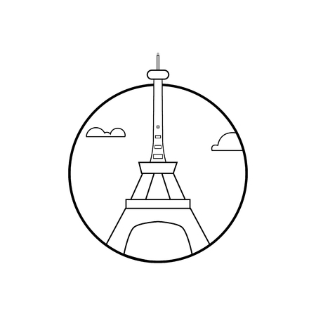 Eiffel, tower, isolated, white, background, circle.のイラスト素材