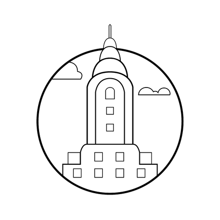 Building-landmark on white background in a circleのイラスト素材