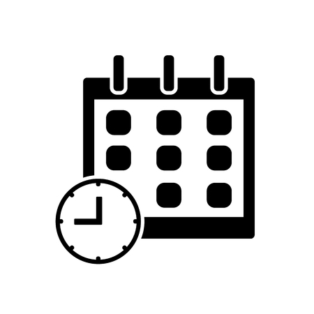 Calendar with a clock time tools flat icon isolated on white background vector illustrationのイラスト素材
