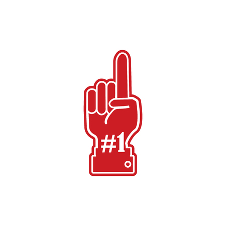 Number 1 (one) fan hand glove with finger raised flat vector iconのイラスト素材