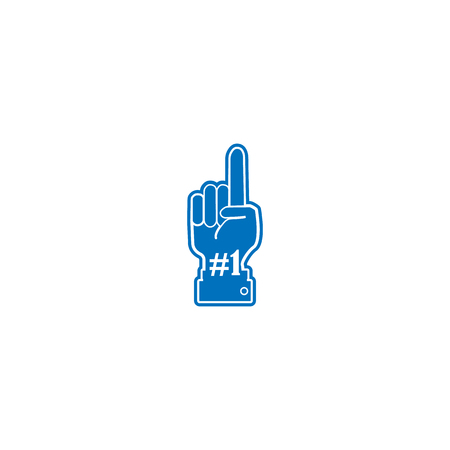 Number 1 (one) fan hand glove with finger raised flat vector iconのイラスト素材