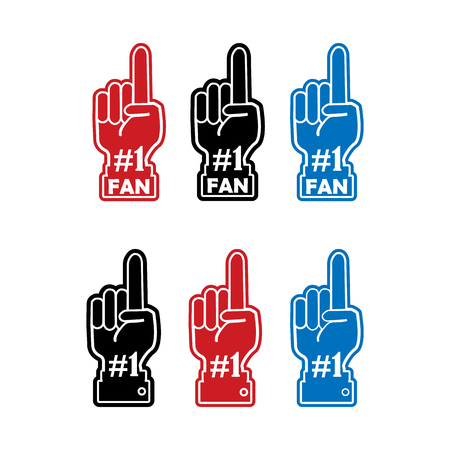 Number 1 (one) fan hand glove with finger raised flat vector icon.Collectionのイラスト素材
