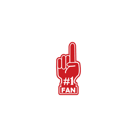 Number 1 (one) fan hand glove with finger raised flat vector iconのイラスト素材