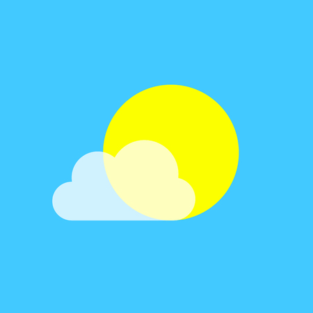 Vector icons with sun and transparent cloud. Fashionable vector symbol for website design, web button, mobile application. Flat designのイラスト素材