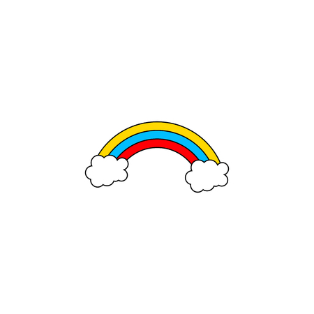 Rainbow with clouds. Flat design. Vector illustrationのイラスト素材