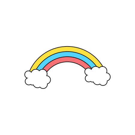 Rainbow with clouds. Flat design. Vector illustrationのイラスト素材