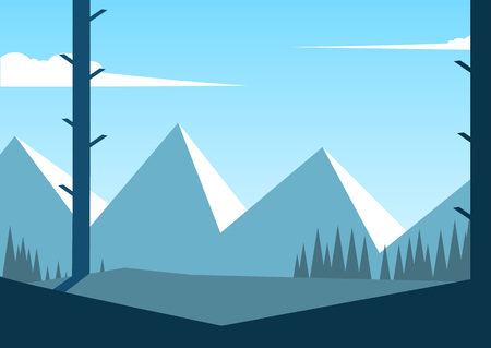 Forest landscape with mountains. Vector illustration. Camping and tourismのイラスト素材