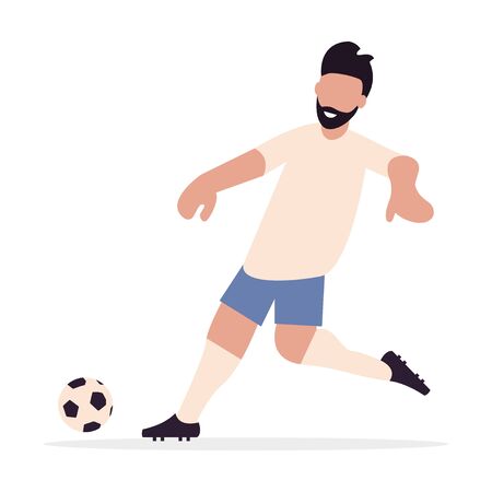 Soccer player. Active game of European football. Flat style. Vector illustrationのイラスト素材