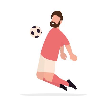 Soccer player. Active game of European football. Flat style. Vector illustrationの写真素材