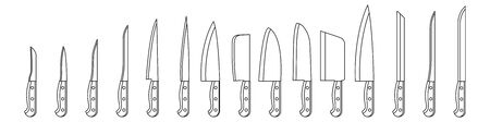 Set of kitchen knives. Flat style. Vector illustrationのイラスト素材
