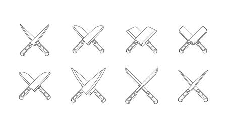 Set of kitchen knives. Flat style. Vector illustrationのイラスト素材