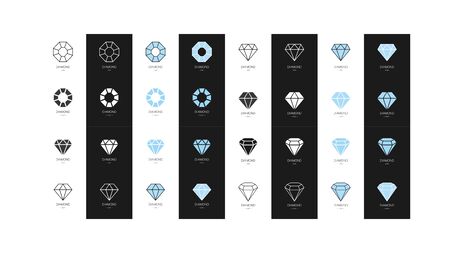 Big set of diamonds logos. Collection. Modern style vector illustration.のイラスト素材