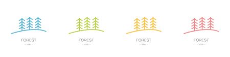 Forest icons. Set of logos. Environment concept. Collection. Modern style. Vector illustrationのイラスト素材