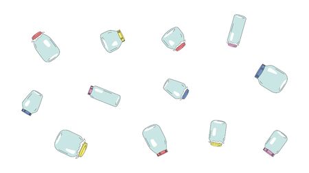 Set of Glass Jars for canning and preserving. Vector Illustration isolated on transparent background.のイラスト素材