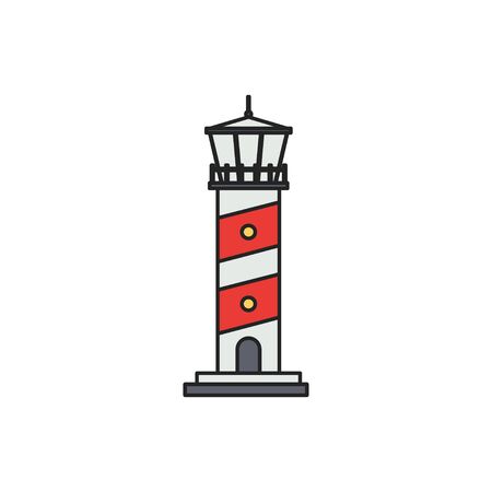 Lighthouse. Lighting path. Flat style. Vector illustrationのイラスト素材