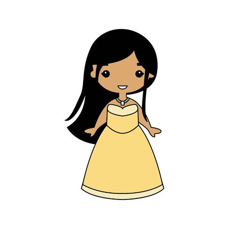 Princess in a beautiful dress. Fairytale character. Lovely young girl. Flat style vector illustration.のイラスト素材