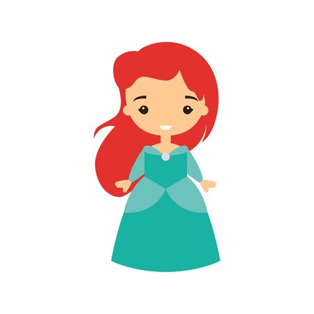Princess in a beautiful dress. Fairytale character. Lovely young girl. Flat style vector illustration.のイラスト素材