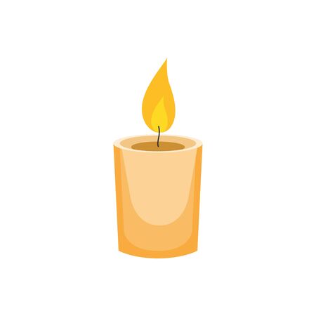 Burning candle isolated on a white background. Vector illustration