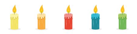 Set of different burning candles. Vector illustrationのイラスト素材