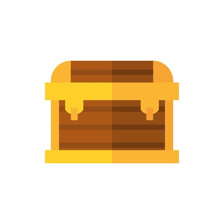 Closed wooden chest. Flat style. Vector illustrationのイラスト素材