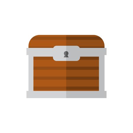 Closed wooden chest. Flat style. Vector illustrationのイラスト素材