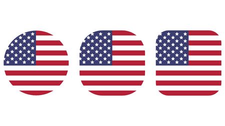 Set of flags of the United States of America in different shapes. Vector illustrationのイラスト素材