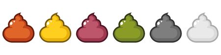 A set of poop in different colors. Cartoon excrement. Vector illustrationのイラスト素材