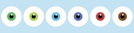 Set of cartoon eyes of different colors. Flat style. Vector illustrationのイラスト素材