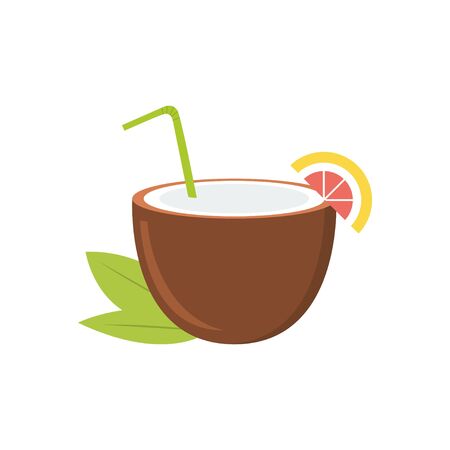 Coconut cocktail. Summer drinks. Vector illustrationのイラスト素材