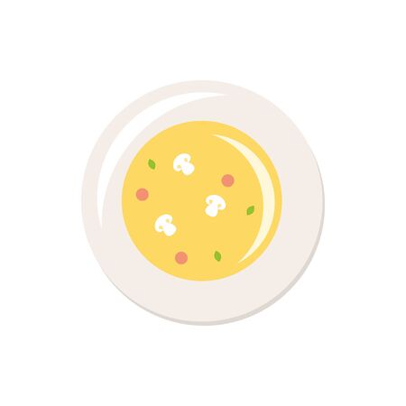 Soup. Full meal. Tasty dish. Flat style. Vector illustrationのイラスト素材