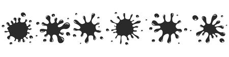 Splashes. Set. Black blots. Vector illustrationのイラスト素材