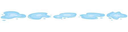 Set puddle, liquid, vector, cartoon style, isolated, illustration, on a white backgroundのイラスト素材