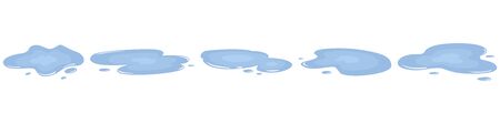 Set puddle, liquid, vector, cartoon style, isolated, illustration, on a white backgroundのイラスト素材