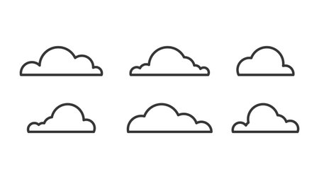 Set of clouds in a linear style. Isolated icons on white background. Vector illustrationのイラスト素材