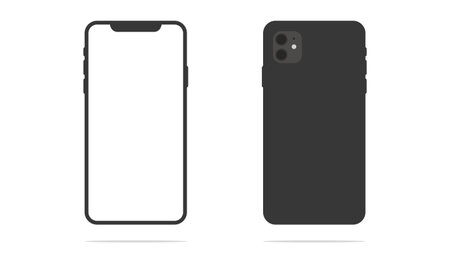 Smartphone mockup with front and back panels isolated on white background. Vector illustrationのイラスト素材