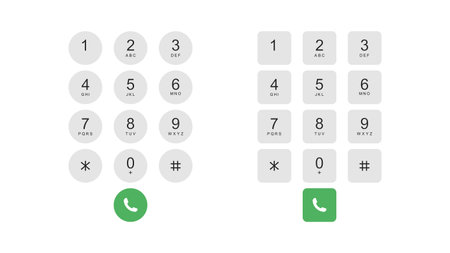 Two types of keyboard on a smartphone. Numeric keypad for phone calls. Vector illustrationのイラスト素材