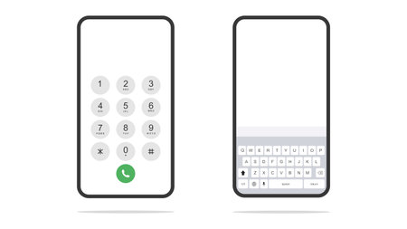 Smartphone keyboard with buttons and numbers. Letter buttons and number buttons. Vector illustrationのイラスト素材