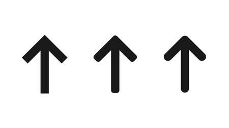 Set of arrows with different shaped corners isolated on white background. Vector illustrationのイラスト素材