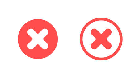 Set of red crosses isolated on a white background. The concept of yes and no. Vector illustration in flat styleのイラスト素材