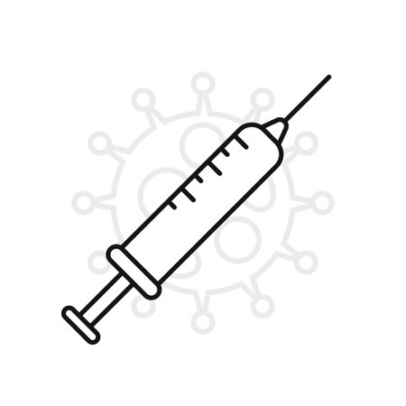 vaccine icon. Syringe for injection from coronavirus.のイラスト素材