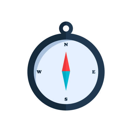 Compass isolated on white background. A tool for navigating and orienting a location. Vector illustration in flat styleのイラスト素材
